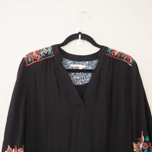 Anthropologie Floreat Black Embroidered Avery Dress sz L - Picture 6 of 10